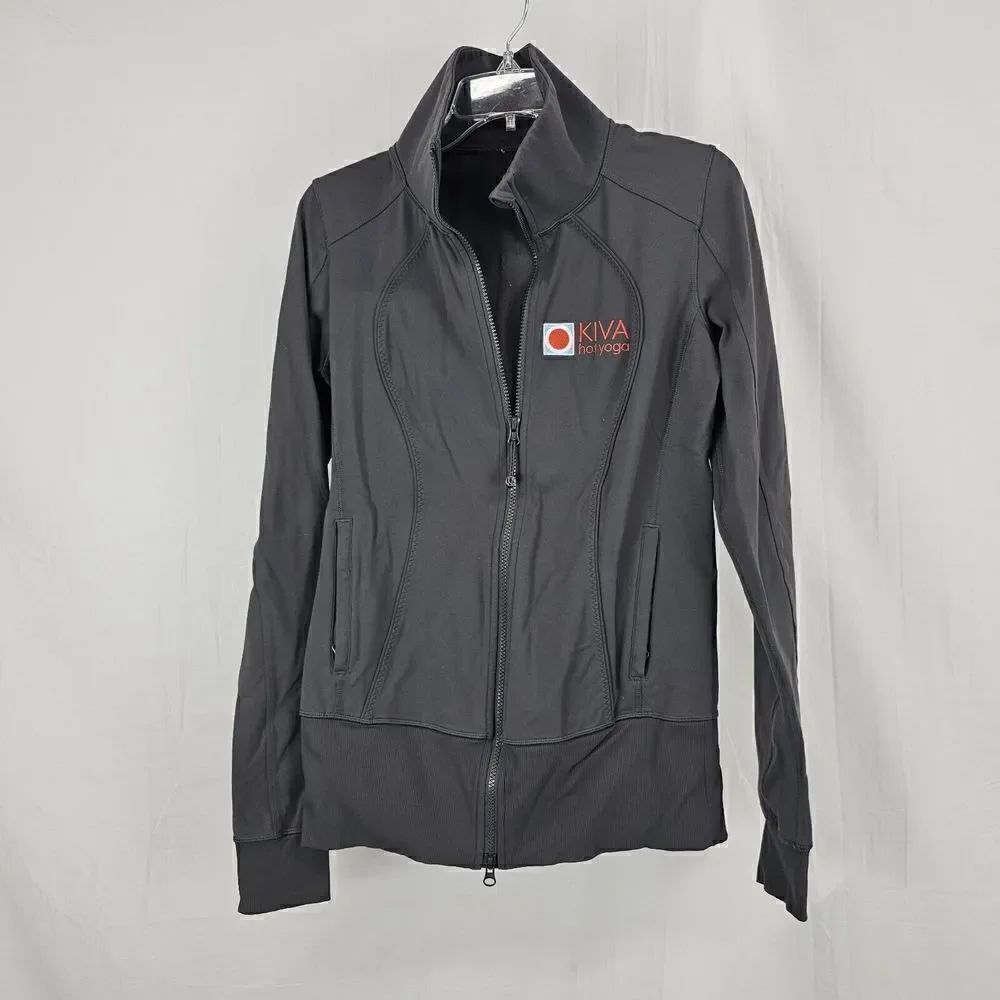 Lululemon Women's Nice Asana Jacket Brushed Soot Light Size 8 KIVA Hot Yoga
